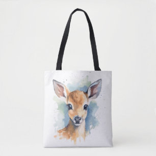 Baby Deer Watercolor Tote Bag