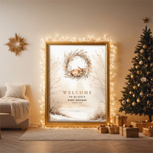 Baby Deer Wild Baby Animals Baby Shower Welcome Poster