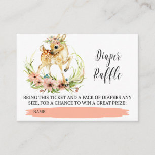 Baby Deer With Greenery Diaper Raffle Ticket Enclosure Card
