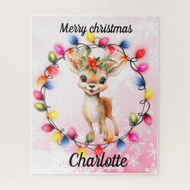 Baby Deer within a wreath of lights Jigsaw Puzzle (Vertical)