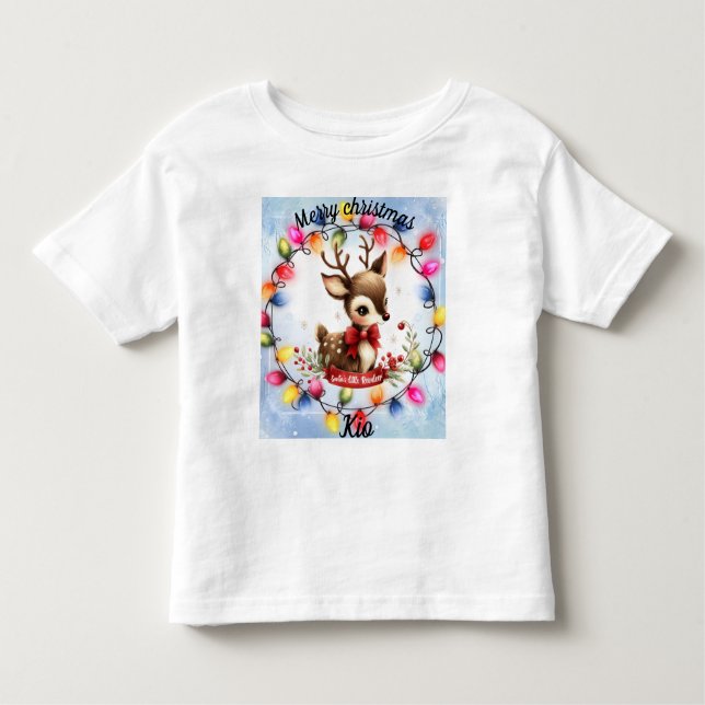 Baby Deer within a wreath of lights  Toddler T-Shirt (Front)