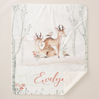 Baby Deer Woodland Blanket | 50x60 Sherpa