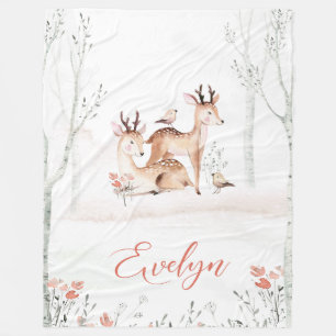 Baby Deer Woodland Blanket   60x80 Fleece