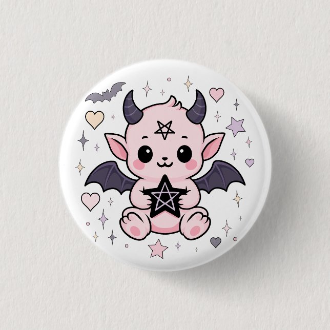 Baby Devil – Kawaii Pastel Goth Demon 3 Cm Round Badge (Front)