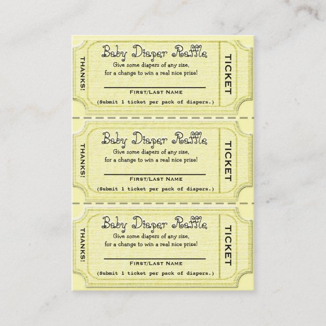 Baby Diaper Raffle Tickets Enclosure Card (Front)