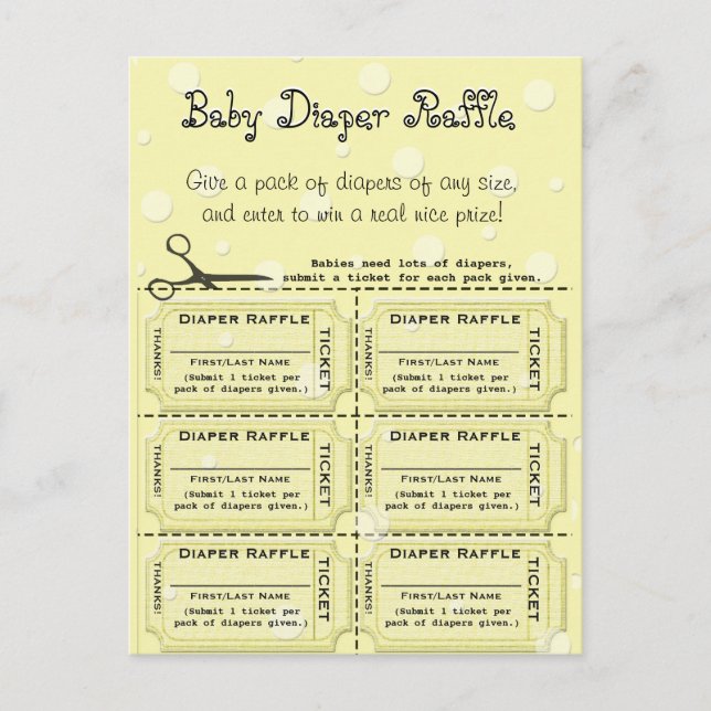 Baby Diaper Raffle Tickets Postcard (Front)