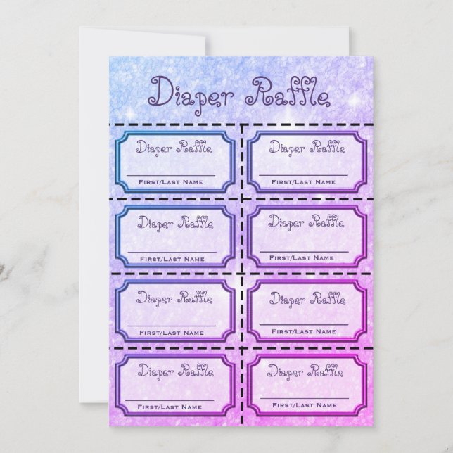 Baby Diaper Raffle Tickets Purple, Pink Invitation (Front)