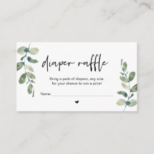 Baby Diaper Raffle, Win a prize, Casual Greenery Enclosure Card