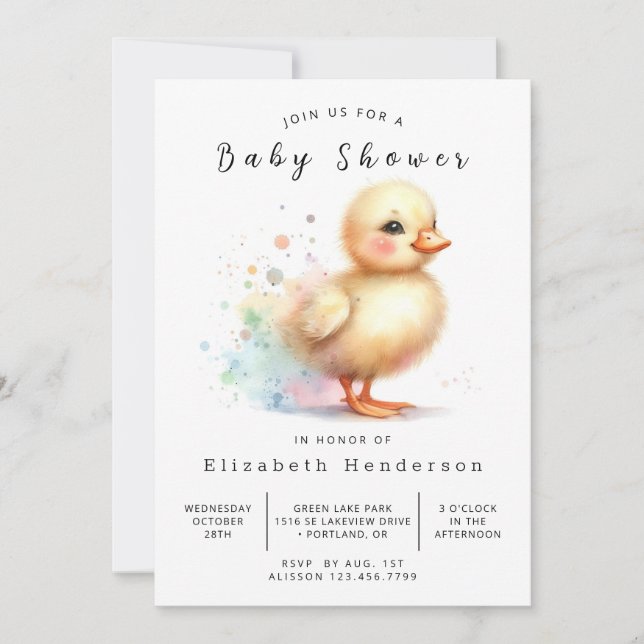 Baby Digital Duck Baby Shower Invitation (Front)