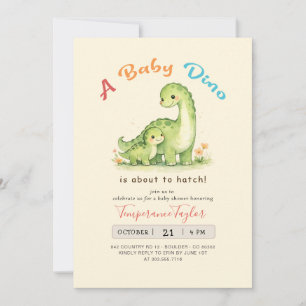 Baby Dino About to Hatch Dinosaur Baby Shower Invitation