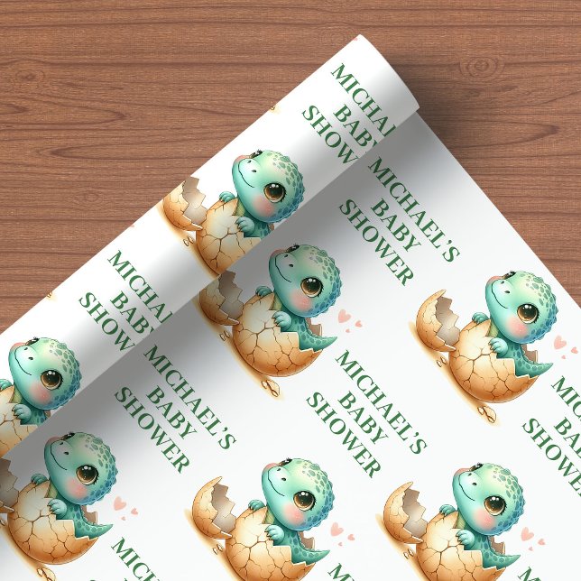 Baby Dino Egg Theme Hatching Soon Wrapping Paper (Baby Dino Egg Theme Hatching Soon Wrapping Paper)