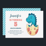 Baby Dino Hatching Egg Cute Kids Dinosaur Birthday Invitation<br><div class="desc">Cute design for kids,  boys or girls who love dinosaur,  dino cartoon,  T-rex and other dinosaur species. Perfect for Jurassic theme birthday party. You can customise the wording to fit other occasions.</div>