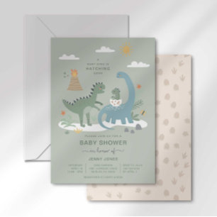 Baby Dino Hatching Soon Baby Shower Invitation