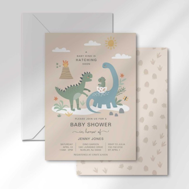 Baby Dino Hatching Soon Baby Shower Invitation (Creator Uploaded)