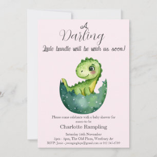 Baby Dino on Lavander Baby Shower Invitation