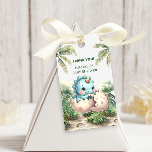 Baby Dino Party Hatching Soon Baby Shower Gift Tag