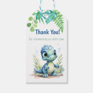 Baby Dinosaur Baby Shower Blue and Green Thank You Gift Tags