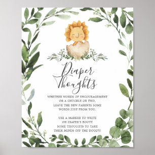 Baby Dinosaur Baby Shower Diaper Thoughts Sign