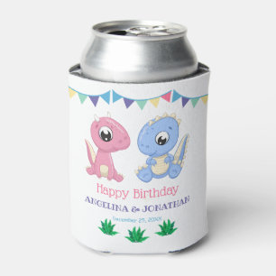 Baby Dinosaur Boy and Girl Joint Birthday Can Cooler