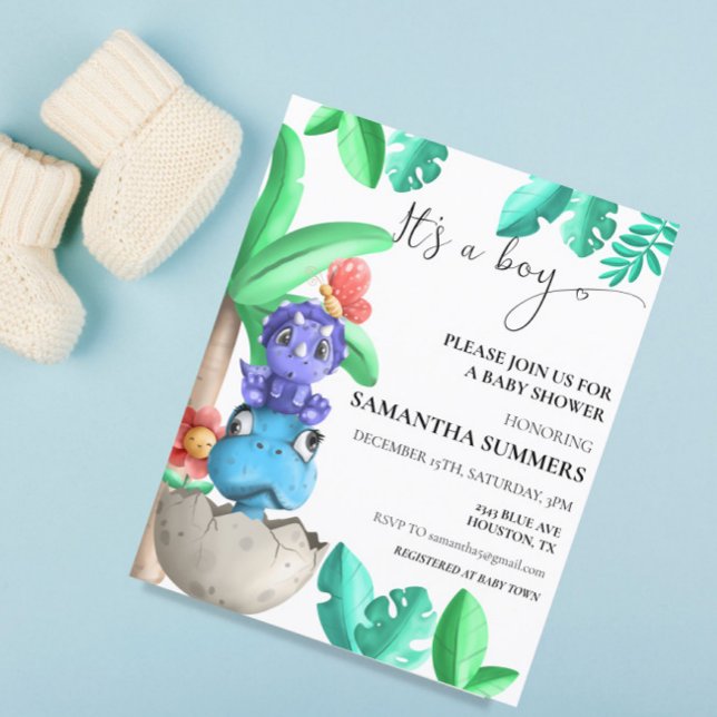 Baby Dinosaur Cute  It's a Boy Baby Shower  (Creator Uploaded)