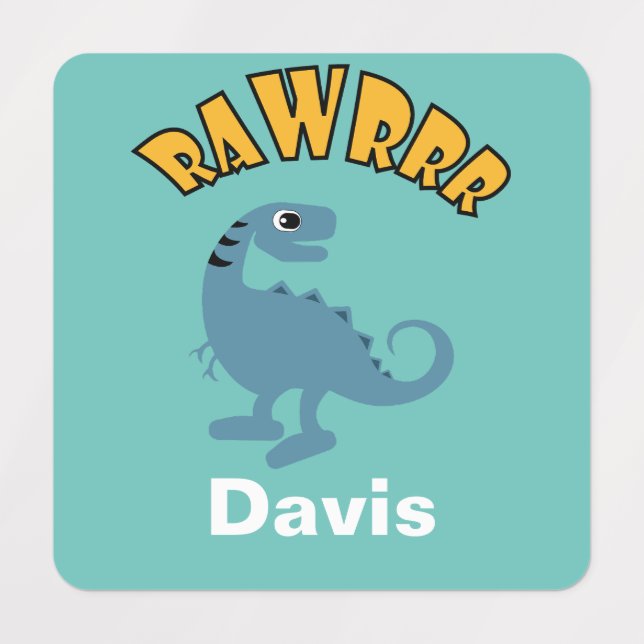 Baby Dinosaur Design - Small Square Clothing Label (Design 1)