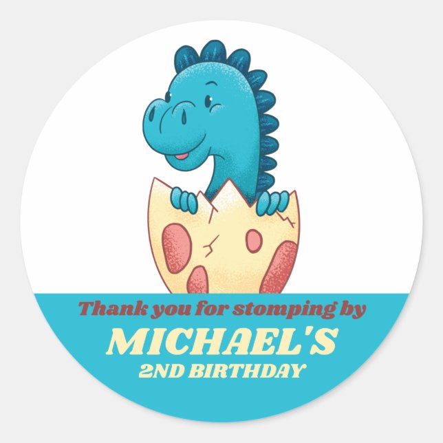 Baby Dinosaur Egg Kids Birthday Party Baby Shower Classic Round Sticker (Front)