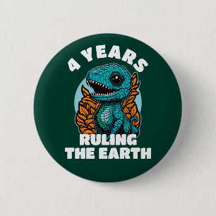 Baby Dinosaur Four Years Old Birthday 6 Cm Round Badge