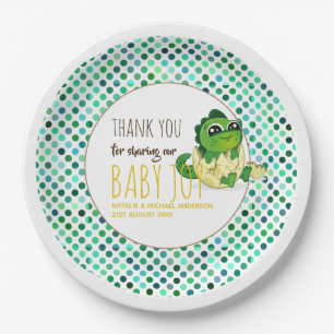 Baby Dinosaur Hatching Shower Party Paper Plate