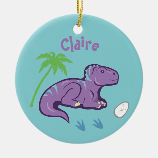 Baby Dinosaur Iguanodon Ceramic Tree Decoration (Front)