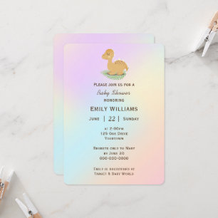 Baby Dinosaur On Pastel Abstract Invitation