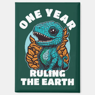 Baby Dinosaur One Year Old Birthday Magnet