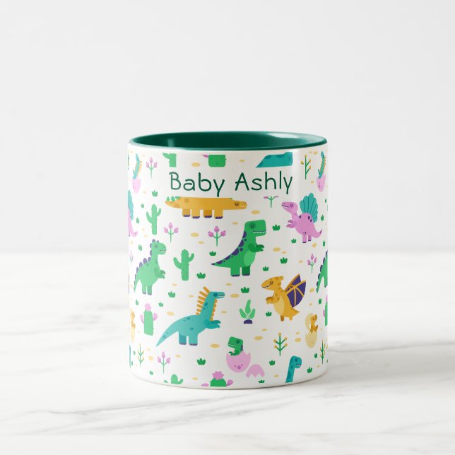 Baby dinosaur personalised boys name coffee mug (Center)