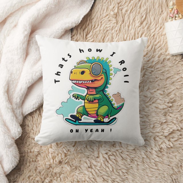 Baby Dinosaur Skating | Thats how I Roll Cushion (Blanket)