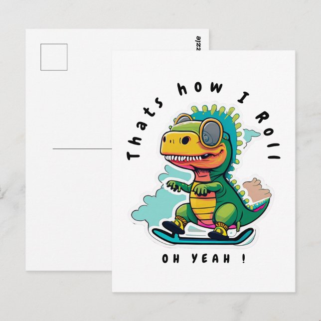 Baby Dinosaur Skating | Thats how I Roll Postcard (Front/Back)
