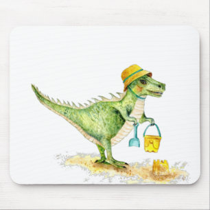 Baby Dinosaur T-Rex on the Beach Mouse Pad