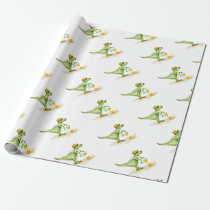 Baby Dinosaur T-Rex on the Beach Wrapping Paper