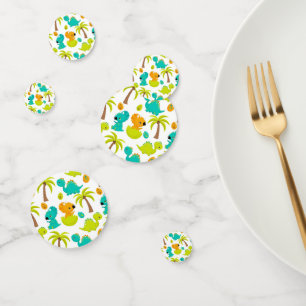 Baby Dinosaur Triceratops Dino Eggs Palm Tree Confetti