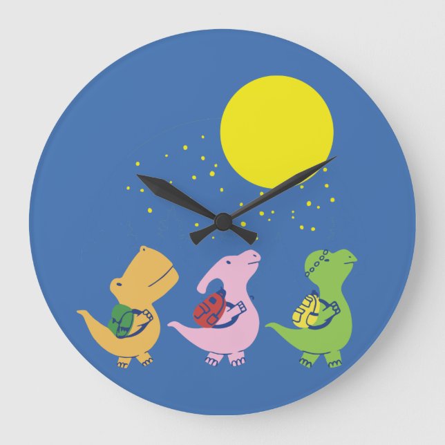 Baby Dinosaurs Back To School Large Clock (Front)