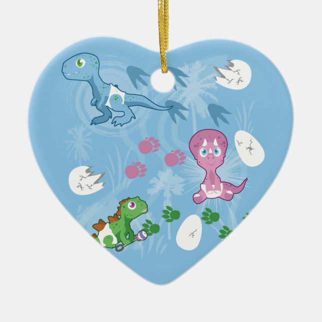 Baby Dinosaurs Ceramic Tree Decoration (Front)