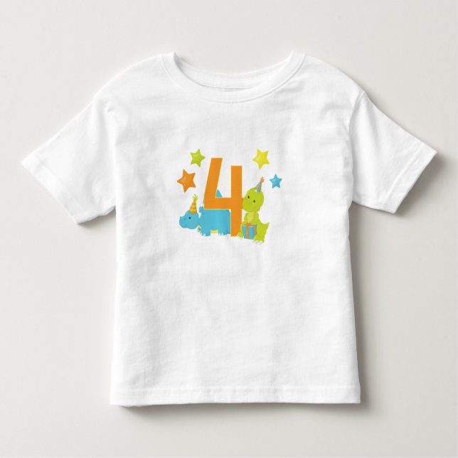 Baby Dinosaurs Four Year Old Birthday Shirt (Front)