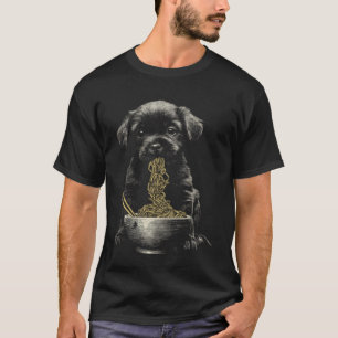 Baby Dog Black Labrador Retriever Eating Ramen Noo T-Shirt