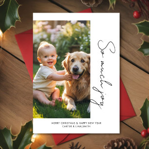 Baby & Dog So Much Joy Holiday greeting Card