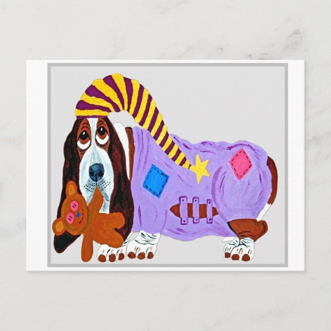 Baby doggie in pajamas bodysuit postcard (Front)