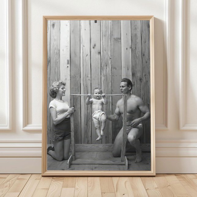 Baby Doing Pullups Wall Art, Bodybuilder Family Poster (Creator Uploaded)