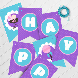 Baby Doll Happy Birthday Hanging Bunting Banner