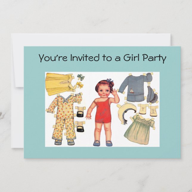 Baby Doll Paper Doll Invitations (Front)