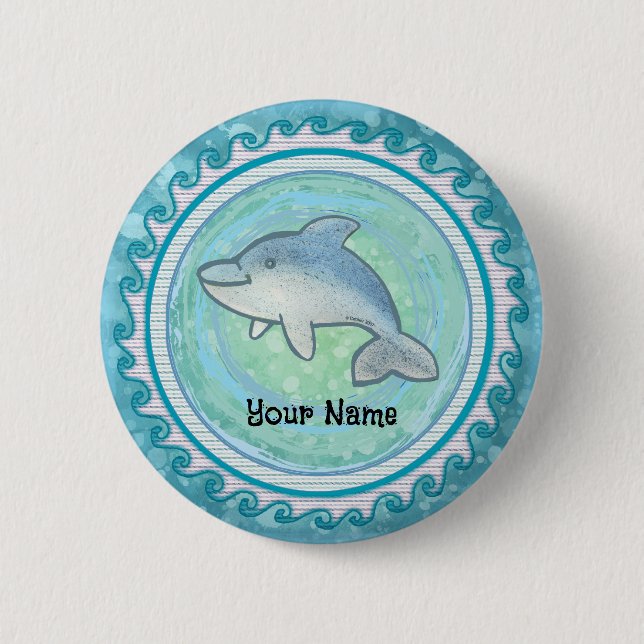 Baby Dolphin 6 Cm Round Badge (Front)