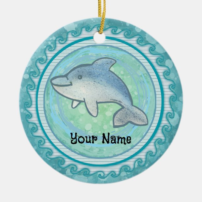 Baby Dolphin Ceramic Tree Decoration (Front)