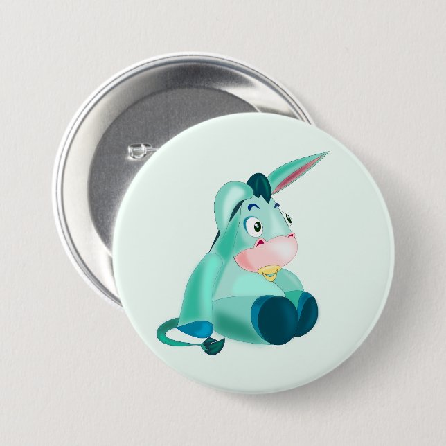 Baby Donkey Button - Your Colour - Text (Front & Back)