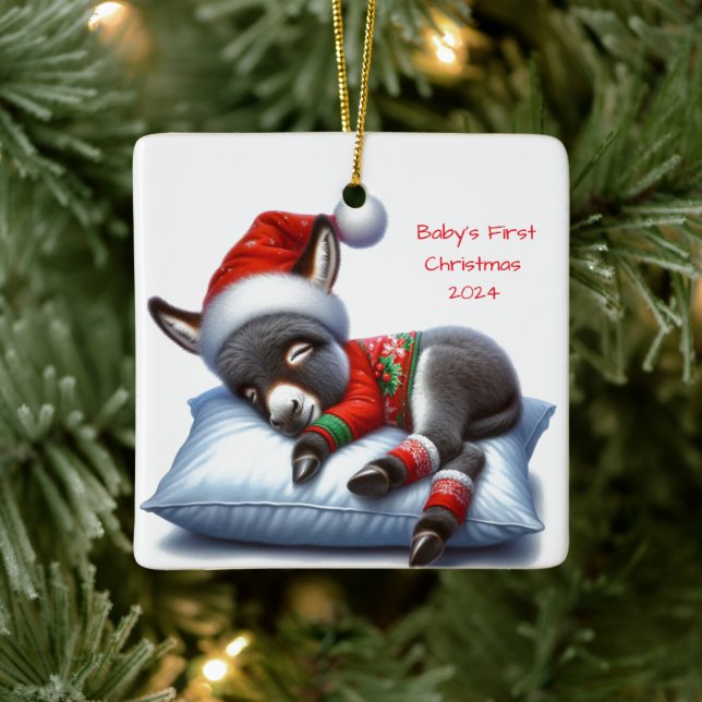 Baby Donkey Dated Christmas Ornament (Tree)